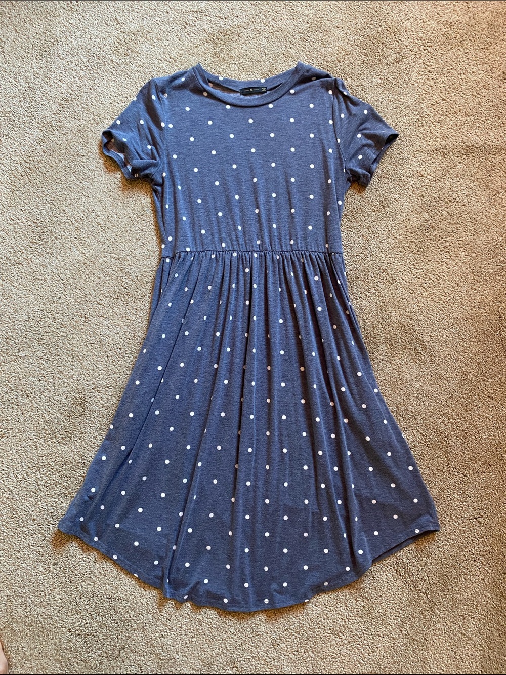 Blue Polka Dot Short-Sleeve Dress
